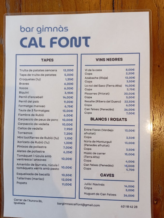 Bar Gimnàs Cal Font